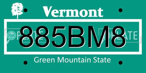 885BM8 Vermont License Plate
