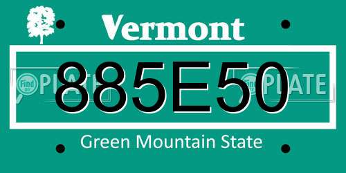 885E50 Vermont License Plate
