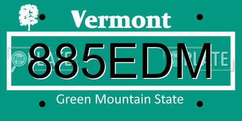 885EDM Vermont License Plate
