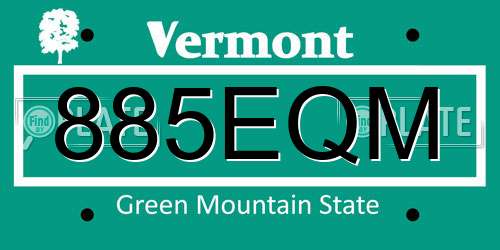 885EQM Vermont License Plate