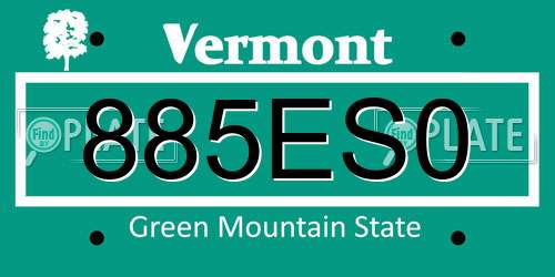 885ES0 Vermont License Plate