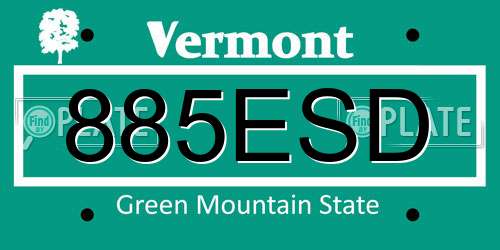 885ESD Vermont License Plate