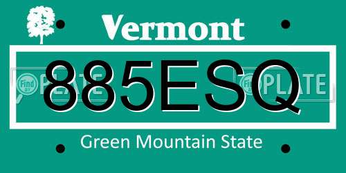 885ESQ Vermont License Plate