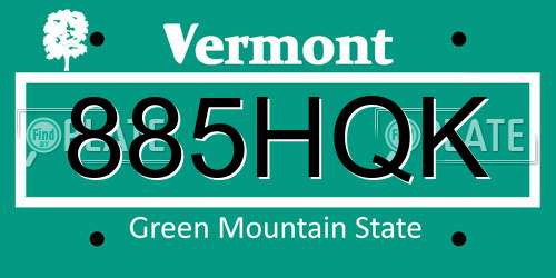 885HQK Vermont License Plate
