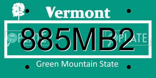 885MB2 Vermont License Plate