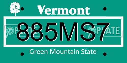 885MS7 Vermont License Plate