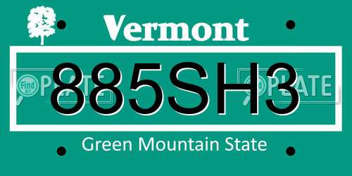 885SH3 Vermont License Plate