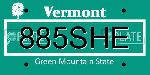 885SHE Vermont License Plate