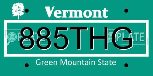 885THG Vermont License Plate