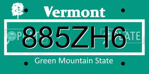 885ZH6 Vermont License Plate