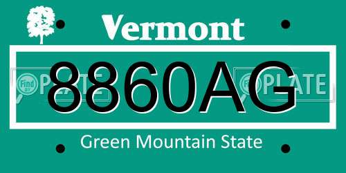 8860AG Vermont License Plate