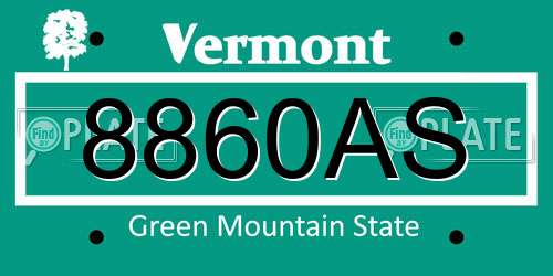 8860AS Vermont License Plate