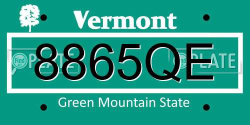 8865QE Vermont License Plate