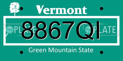 8867QI Vermont License Plate