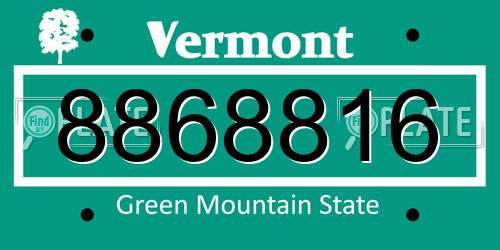 8868816 Vermont License Plate