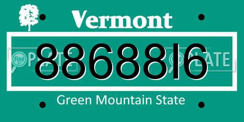 88688I6 Vermont License Plate