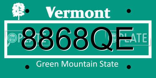 8868QE Vermont License Plate