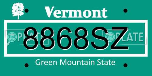 8868SZ Vermont License Plate