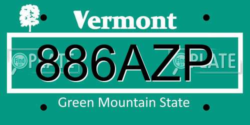886AZP Vermont License Plate