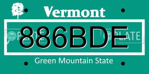 886BDE Vermont License Plate