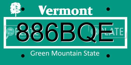 886BQE Vermont License Plate