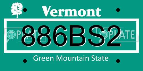 886BS2 Vermont License Plate