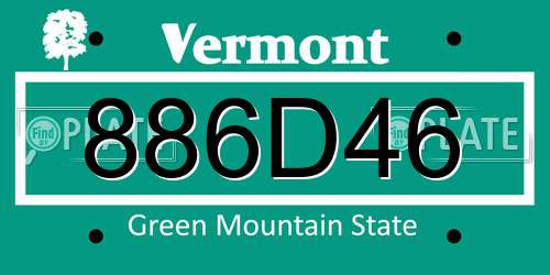 886D46 Vermont License Plate