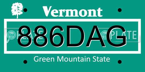 886DAG Vermont License Plate