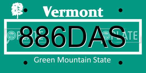 886DAS Vermont License Plate