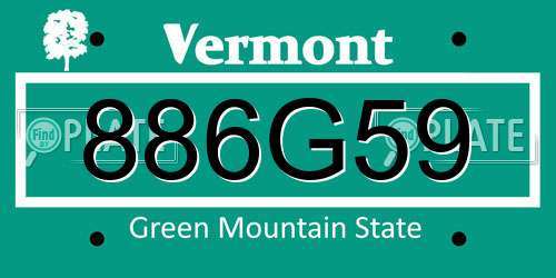 886G59 Vermont License Plate