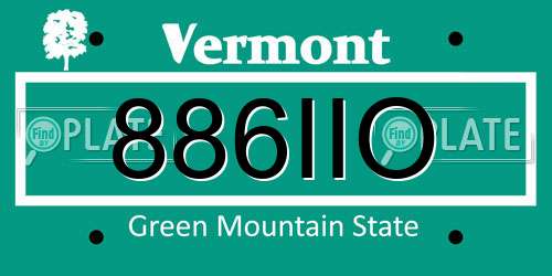 886IIO Vermont License Plate