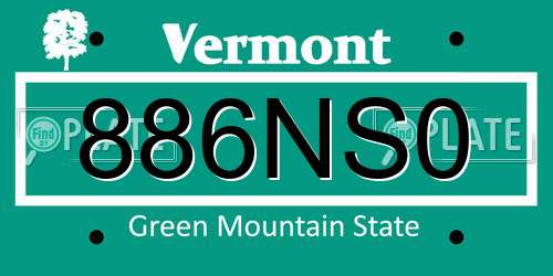 886NS0 Vermont License Plate