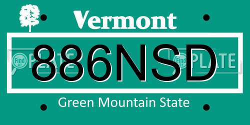 886NSD Vermont License Plate
