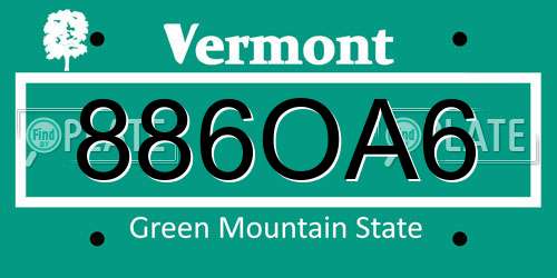 886OA6 Vermont License Plate