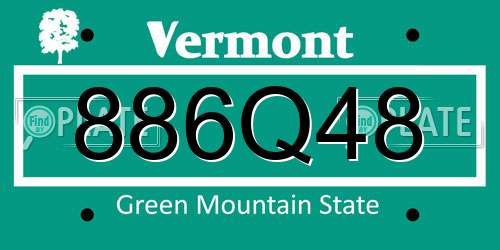 886Q48 Vermont License Plate