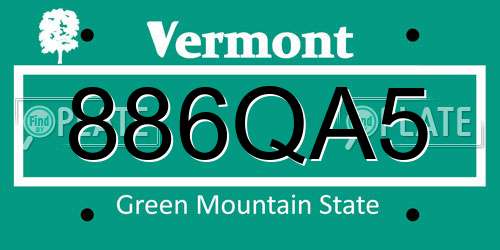 886QA5 Vermont License Plate
