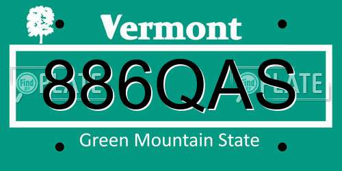 886QAS Vermont License Plate