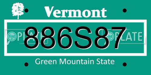 886S87 Vermont License Plate