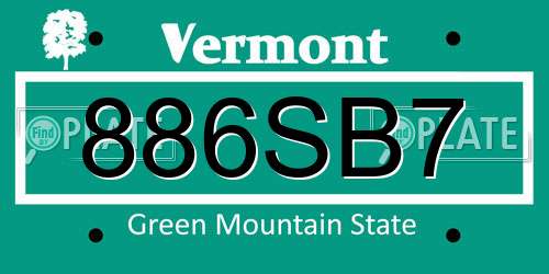 886SB7 Vermont License Plate