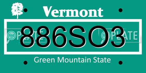 886SO3 Vermont License Plate