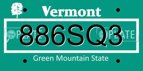 886SQ3 Vermont License Plate
