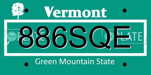 886SQE Vermont License Plate