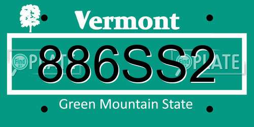 886SS2 Vermont License Plate
