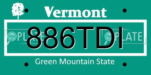 886TDI Vermont License Plate