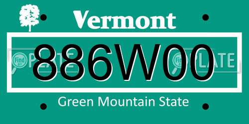 886W00 Vermont License Plate