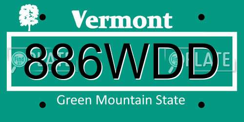 886WDD Vermont License Plate