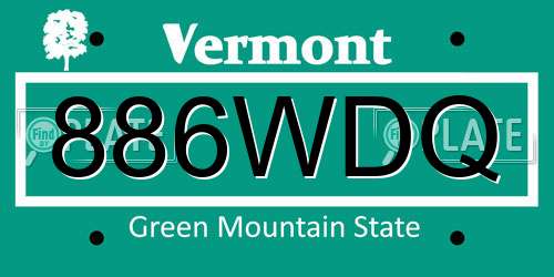 886WDQ Vermont License Plate