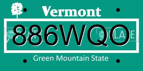 886WQO Vermont License Plate