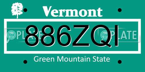 886ZQI Vermont License Plate