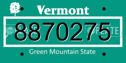 8870275 Vermont License Plate